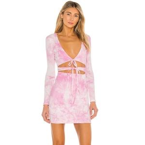 Revolve Lovers and Friends Justine tie front mini dress tie dye